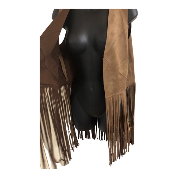 Sincerely‎ Jules suede boho western brown fringed open front vest size small - Picture 6 of 13